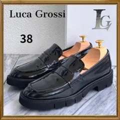 Luca Grossi ルカグロッシ 厚底コインローファー 黒 38 ブラックのサムネイル
