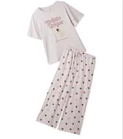 新品未開封　ジェラートピケ ケーキワンポイントTシャツ&ハート柄ロングパンツ