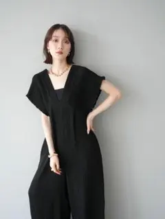 楊柳シャーリングサロペット シャーリングサロペットパンツ Sサイズ Lumier