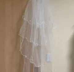 ホワイトウェディングベール レイヤー フリル