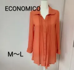 【はな様専用】ECONOMICO エコノミコ オレンジプリーツ長袖ブラウス