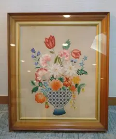 花瓶に入ったコスモス 保田三友紀の油絵F8額縁ガラス入り。個展用新作