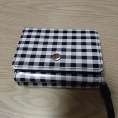 ギンガムチェック 三つ折り財布