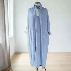 ヌキテパ コットンポプリンビオラプリントビッグシャツドレス