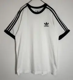 adidas アディダス　トレフォイル刺繍ロゴ　リンガー　サイドライン　Tシャツ