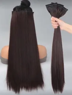 SHEINエクステ ロング クリップ ダークブラウン
