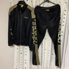 adidas ジャージセット ブラック ゴールド
