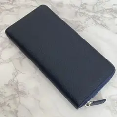 本革財布　財布　さいふ　長財布　ネイビー　紺色