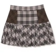 Coco check pleats skirt pink beige Sサイズ