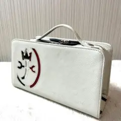 【美品】カステルバジャック カルネ セカンドバッグ Wファスナー ホワイト