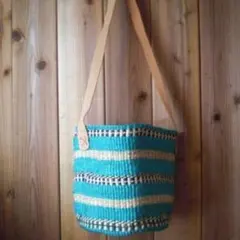 【ピープルツリー】サイザル チェッカーストライプ・ショルダーバッグ