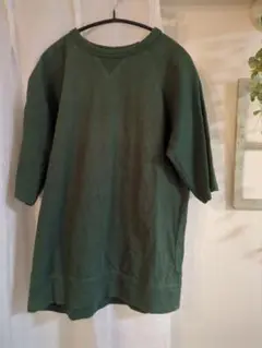 coen ダークグリーン オーバーサイズ Tシャツ 7部袖　M