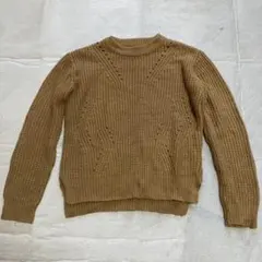 【イング】ブラウン ニット Mサイズ　透かし編み模様　クルーネック