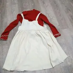 赤・クリーム ワンピース セットアップ 125-135cm
