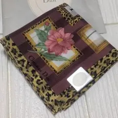 【新品未使用】Christian Dior ハンカチ スカーフ レオパード 花柄のサムネイル
