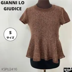 GIANNI LO GIUDICE シルク混 半袖 ペプラムニット ブラウンのサムネイル