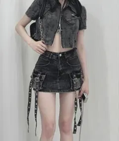 XU デニムスカート ストリートファッション