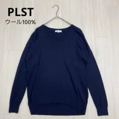 ◆ PLST プラステ Vネック ニット セーター プルオーバー ネイビー M
