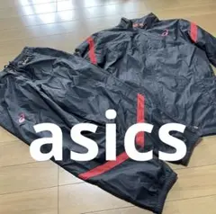 【美品】アシックス 上下セットアップ ウインドブレーカー（裏起毛）L 黒