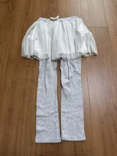 petit main チュールスカート付きレギンス 130 グレー/ホワイト