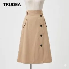 トルディア TRUDEA ひざ丈フレアスカート ベージュ M 美品 古着女子