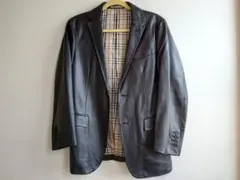 BURBERRY BLACK LABEL ブラックレザー テーラードジャケット