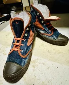 レア物・Diesel限定品！ デニム/オレンジ スエード　ハイカットスニーカー