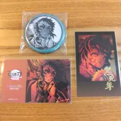 鬼滅の刃ダイニング　缶バッジ、箔押しチェキ風ブロマイド他　黒死牟　獪岳