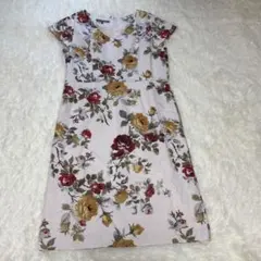 LAURA ASHLEY　ローラアシュレイ　花柄　膝丈ワンピース　バラ　Lサイズ