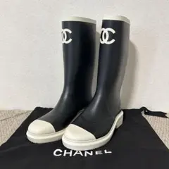 CHANEL シャネル レインブーツ 37 新品 ラバーブーツ 黒22kジェニー CHANEL シャネル レインブーツ 37 新品 ラバーブーツ 黒22kジェニー