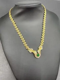 61ヴィンテージ エメラルド付きゴールドネックレス
