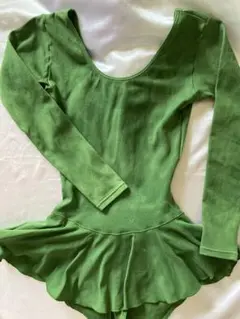 一点物 緑 グリーン まだら染 バレエ レオタード スカート付 長袖丸首コスプレ