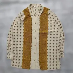 00's アーカイブ カジュアル 刺繍デザイン 長袖シャツ アイボリー/柄