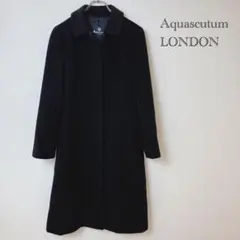極美品 アクアスキュータム ロングコート アンゴラ カシミヤ 黒 11号 L