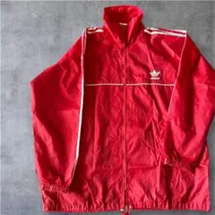 【2XL相当】adidas ナイロンジャケット L レッド　オーバーサイズ