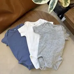 H&M コットン 半袖 ボディスーツ 出産準備 新生児 ベビー ロンパース 美品