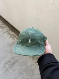 希90s ralph lauren vintage ダメージ加工 cap レザー