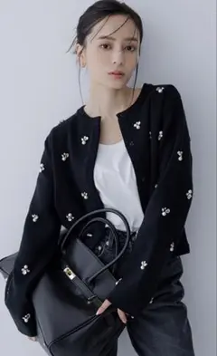 anuans ビジューニットジャケット　ブラック