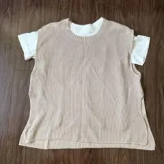 ベージュ ニット ノースリーブベスト 140vm