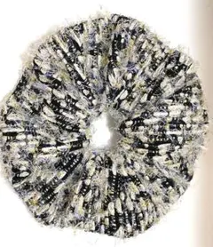 数量限定　ブラックブルーラメツイードシュシュ