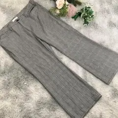 【Lindstorm】チェック柄ストレートパンツ 大きいサイズ