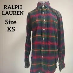 【オシャレ☆RALPH LAUREN】緑　赤　チェックシャツ　サイズXS