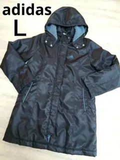 adidas　裏ボア ベンチコート ネイビー×ブルー　レディース Ｌ