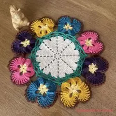 ハンドメイド レース編み＊ミニパンジードイリー　〜レトロ〜