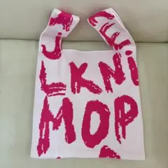 グラフィック ニットバッグ エコバッグ トートバッグ ピンク ビビットカラー