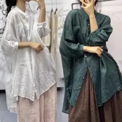 無地 薄手 ブラウス レトロ＆ゆったり ドルマンスリーブ 【日焼け対策】