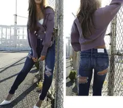 【美品】GYDA ジェイダBOTH RIPPED ダメージスキニーデニム　S