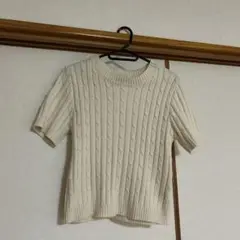 アイボリー ケーブルニット 半袖