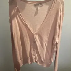 H&M Vネック 長袖 カーディガン ピンク