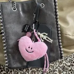 携帯メガネケース バッグチャーム　ハート　じゃらじゃらキーホルダー